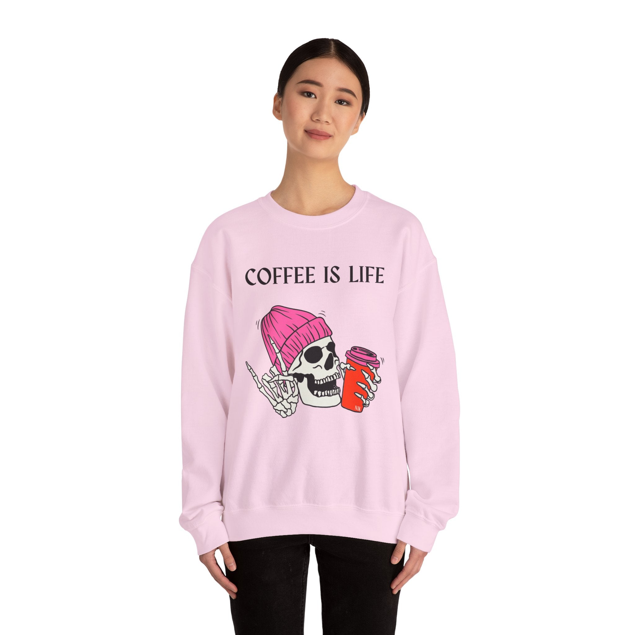 Skeleton Coffee Is Life Unisex Heavy Blend™ Crewneck Sweatshirt